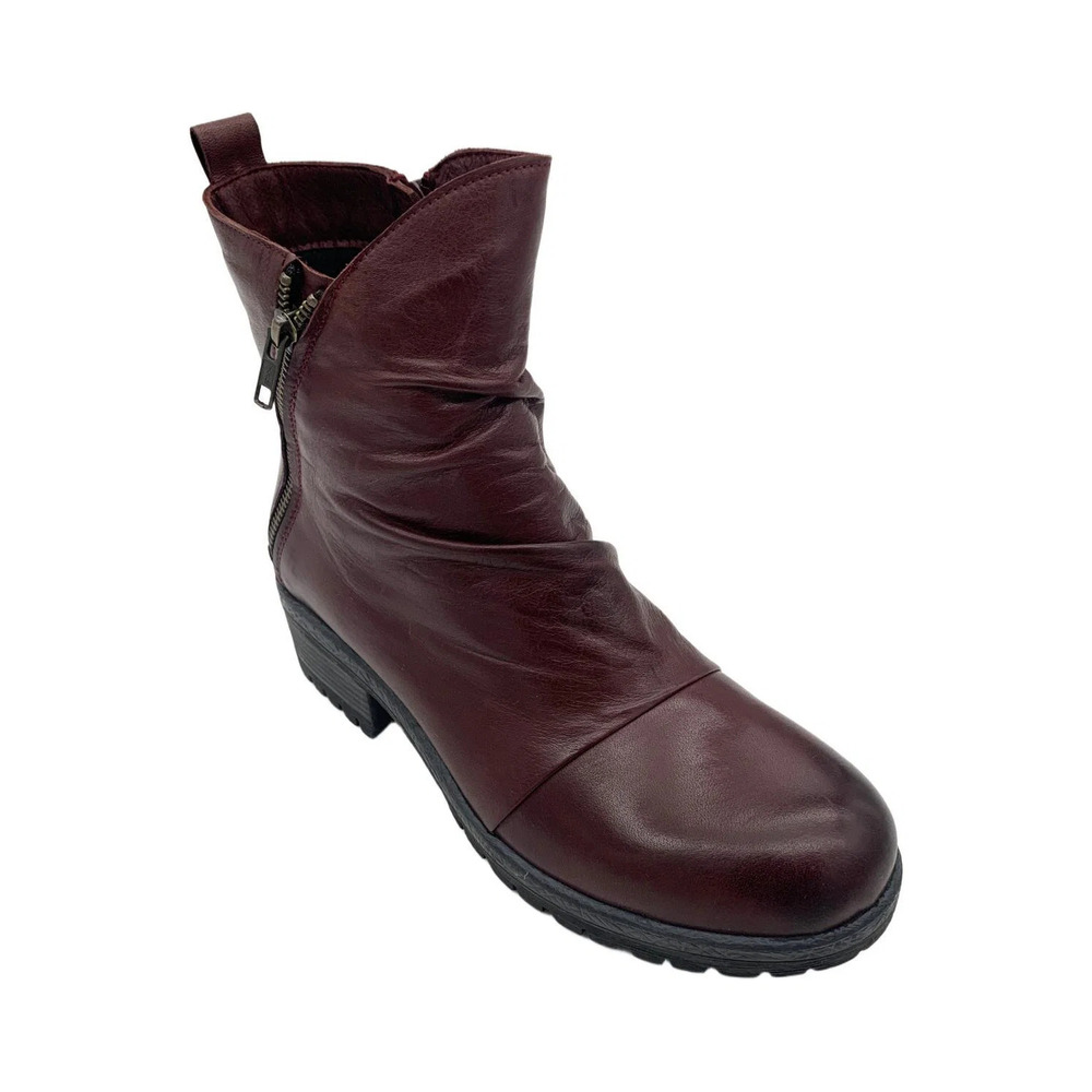 Miz Mooz Women's Darrla Leather Ruched Mid Boots Wine - Medium